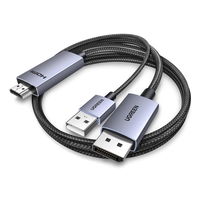 HDMI į DisplayPort pilkas kabelis, 2 m, 4K 60 Hz vaizdui