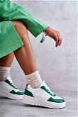Moteriški žemi sportiniai batai ant platformos, balta ir žalia