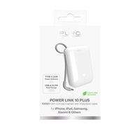 Išorinė baterija balta su integruotu USB-C laidu Puro Power Link 10 Plus