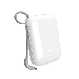 Išorinė baterija balta su integruotu USB-C laidu Puro Power Link 10 Plus