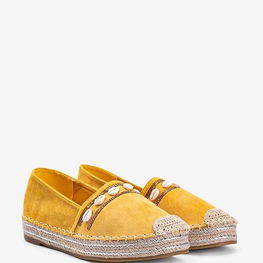 Moteriškos garstyčių spalvos espadrilės su kriauklelėmis Sea Side