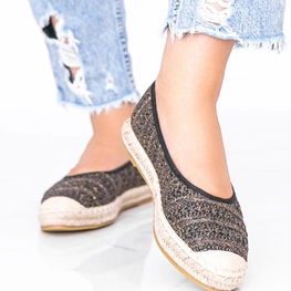 Laisvalaikio rudi espadriliai su auksine siūle Zoey