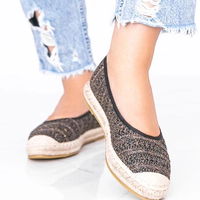 Laisvalaikio rudi espadriliai su auksine siūle Zoey (PHT54790)
