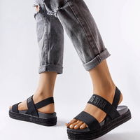 Platforminiai juodi sandalai su lipdukais Big Star (PHT57552)