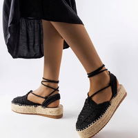 Moteriškos juodos vasarinės espadrilės su raišteliais Partenia (PHT57251)