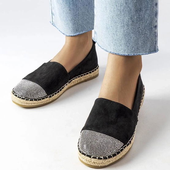 Moteriškos juodos espadrilės vasarai su blizgia nosele Magali (PHT57312)