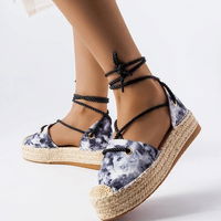 Moteriškos juodos espadrilės su raišteliais ant platformos Duffet (PHT56778)