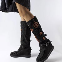 Moteriški juodi zomšiniai boho stiliaus auliniai batai Putignano (PHT57682)