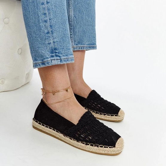 Moteriškos juodos vasarinės ažūrinės espadrilės Gordana (PHT59051)