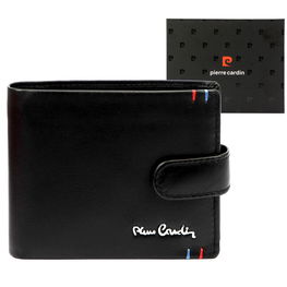 Vyriška juoda odinė piniginė su užsegimu Pierre Cardin (GG56263)