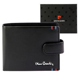 Vyriška juoda odinė piniginė su užsegimu Pierre Cardin (GG56269)