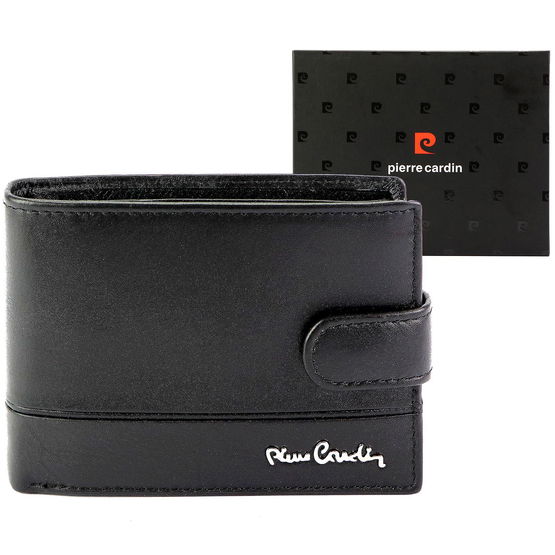 Vyriška juoda odinė piniginė su užsegimu Pierre Cardin (GG56254)