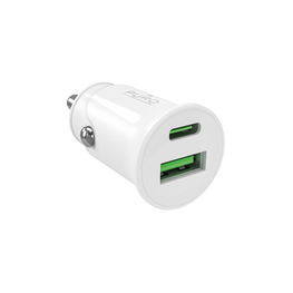 Automobilinis įkroviklis baltas su USB-A ir USB-C 20W Puro