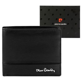 Odinė juoda piniginė su skyreliais Pierre Cardin (GG56256)