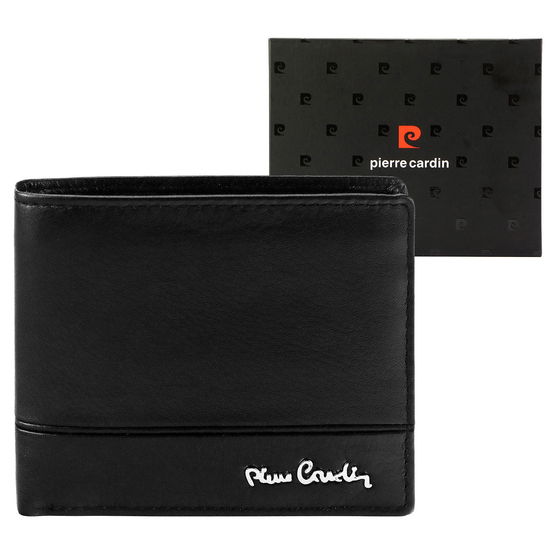 Odinė juoda piniginė su skyreliais Pierre Cardin (GG56256)