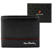 Odinė juoda piniginė su skyreliais Pierre Cardin (GG56256)