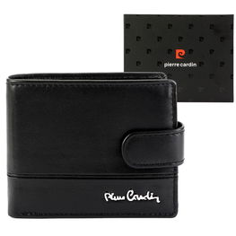 Odinė juoda piniginė su užsegimu Pierre Cardin (GG56250)