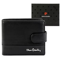 Odinė juoda piniginė su užsegimu Pierre Cardin (GG56250)