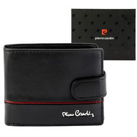 Odinė juoda piniginė su užsegimu Pierre Cardin (GG56250)