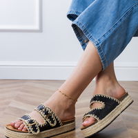 Moteriškos juodos espadrilės šlepetės su sagtimis Induri (PHT64836)