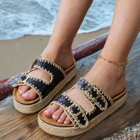 Moteriškos juodos espadrilės šlepetės su sagtimis Induri (PHT64836)