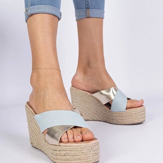 Moteriškos šviesiai mėlynos espadrilės su platforma Lerada (PHT63788)