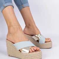 Moteriškos šviesiai mėlynos espadrilės su platforma Lerada (PHT63788)