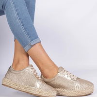 Moteriškos auksinės espadrilės su blizgučiais Taredo (PHT63811)