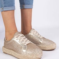 Moteriškos auksinės espadrilės su blizgučiais Taredo (PHT63811)
