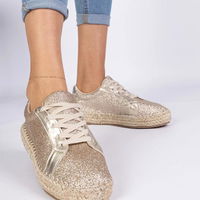 Moteriškos auksinės espadrilės su blizgučiais Taredo (PHT63811)