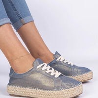 Moteriški mėlyni blizgūs espadriliai su platforma Werkato (PHT63812)