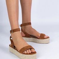 Moteriškos rudos platforminės espadrilės su dirželiu Kalesio (PHT63813)