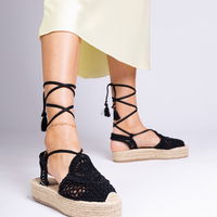 Pynimo espadrilės juodos spalvos su platforma Lemura (PHT64303)