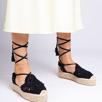 Pynimo espadrilės juodos spalvos su platforma Lemura (PHT64303)