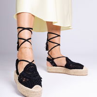 Pynimo espadrilės juodos spalvos su platforma Lemura (PHT64303)