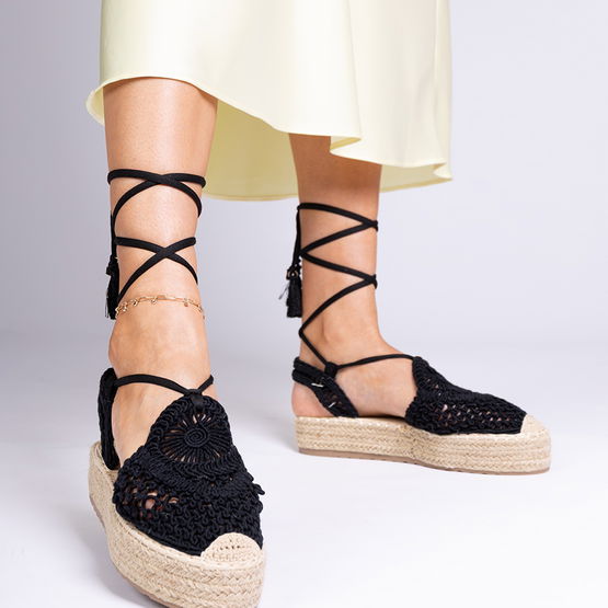 Pynimo espadrilės juodos spalvos su platforma Lemura (PHT64303)