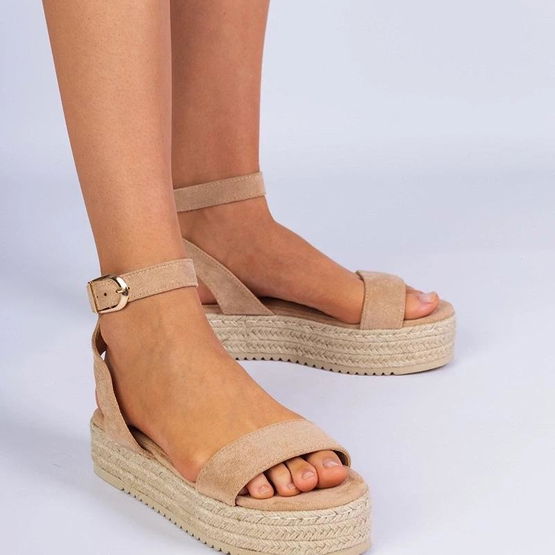 Moteriškos smėlio spalvos espadrilės su platforma Kalesio (PHT63815)