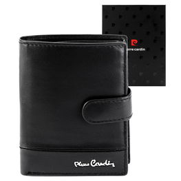 Vyriška juoda odinė piniginė su užsegimu Pierre Cardin (GG56242)