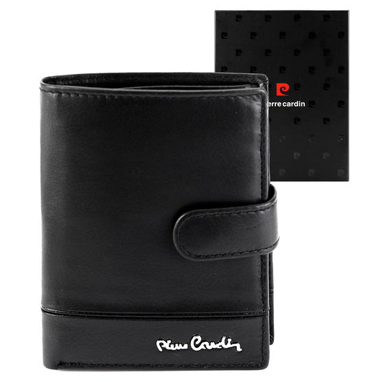 Vyriška juoda odinė piniginė su užsegimu Pierre Cardin (GG56242)