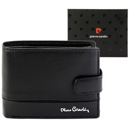 Vyriška juoda odinė piniginė su užsegimu Pierre Cardin (GG56246)