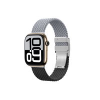 Laikrodžio dirželis Apple Watch 45–49 mm pilkas–juodas pynimo rašto AmazingThing
