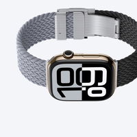 Laikrodžio dirželis Apple Watch 45–49 mm pilkas–juodas pynimo rašto AmazingThing