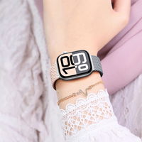 Laikrodžio dirželis Apple Watch rožinis-pilkas nailoninis rinkinys AmazingThing