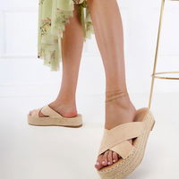 Smėlio spalvos espadrilės šlepetės su platforma Jerisa (GRM32740)