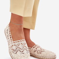 Moteriškos smėlio spalvos nėriniuotos espadrilės Adelira (BSB38103)