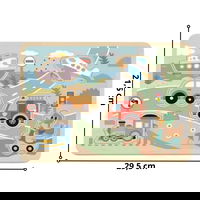 Medinės interaktyvios dėlionės vaikams su transporto priemonėmis Tooky Toy