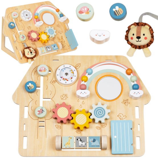 Medinė edukacinė veiklos lenta vaikams su užduotimis Tooky Toy