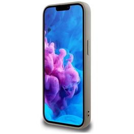 iPhone 16e dėklas smėlio spalvos su tekstūra DKNY