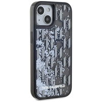 Juodas blizgus iPhone 15 dėklas su monograma Karl Lagerfeld