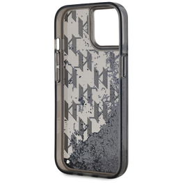Juodas blizgus iPhone 15 dėklas su monograma Karl Lagerfeld